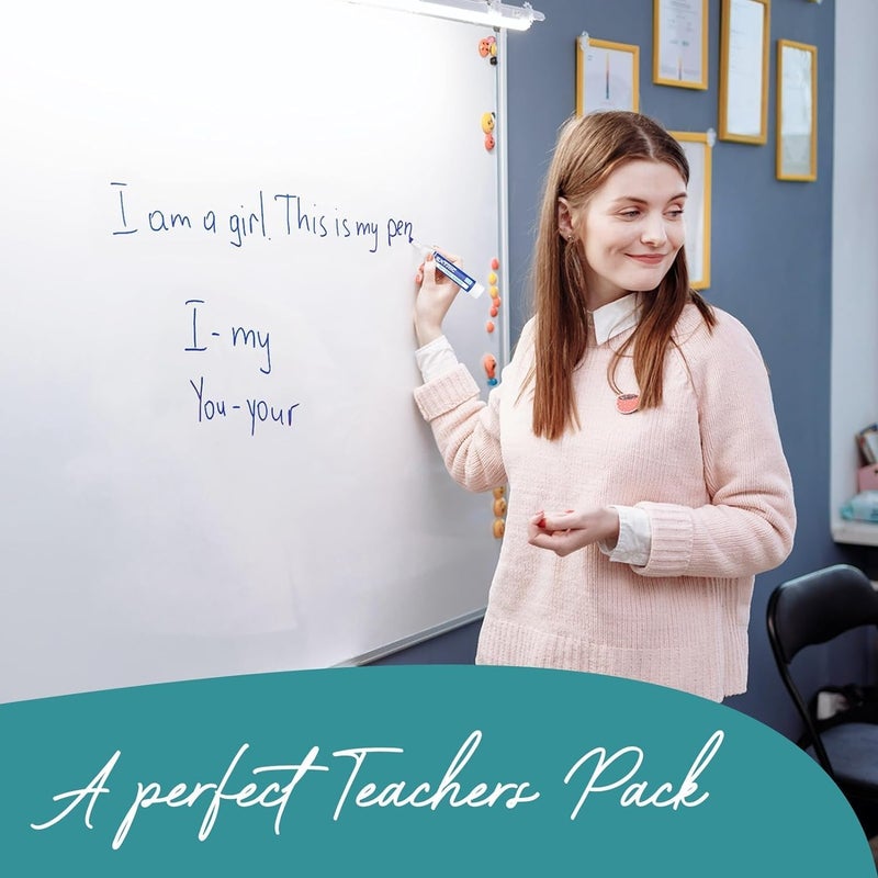 EXTRIC Dry Erase Markers Chisel Tip, 6 Whiteboard Markers, Dry Erase Marker with Eraser 6 Pack White Board Marker for Kids, School Supplies and Teachers - Image 2